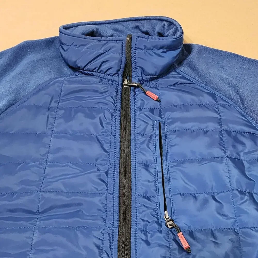 Orvis Jacket Mens Large Blue Quilted Fleece Full Zip Insulated Outdoor Hiking
